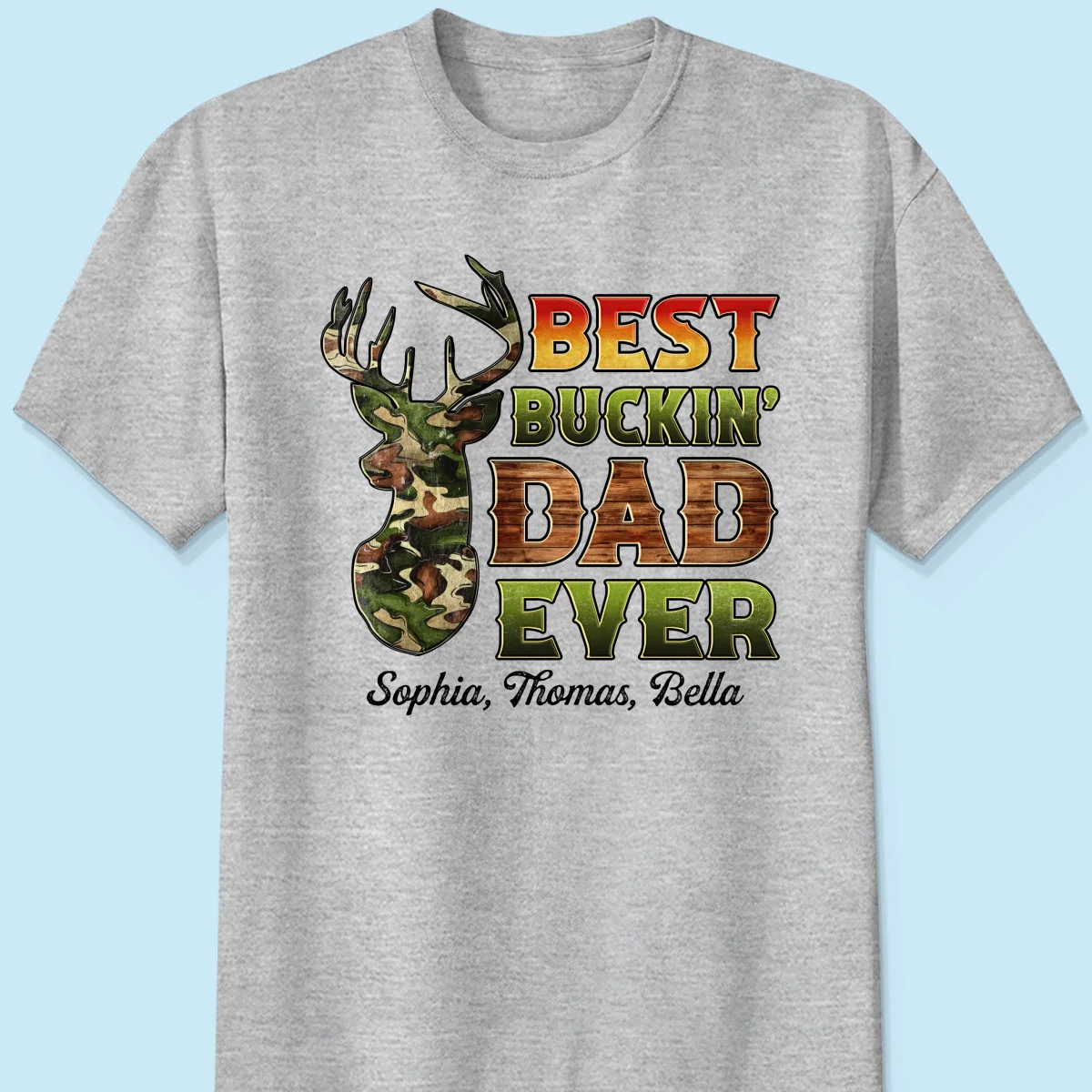 Best Buckin‘ Dad Hunting Camouflage Personalized Shirt - Image 7
