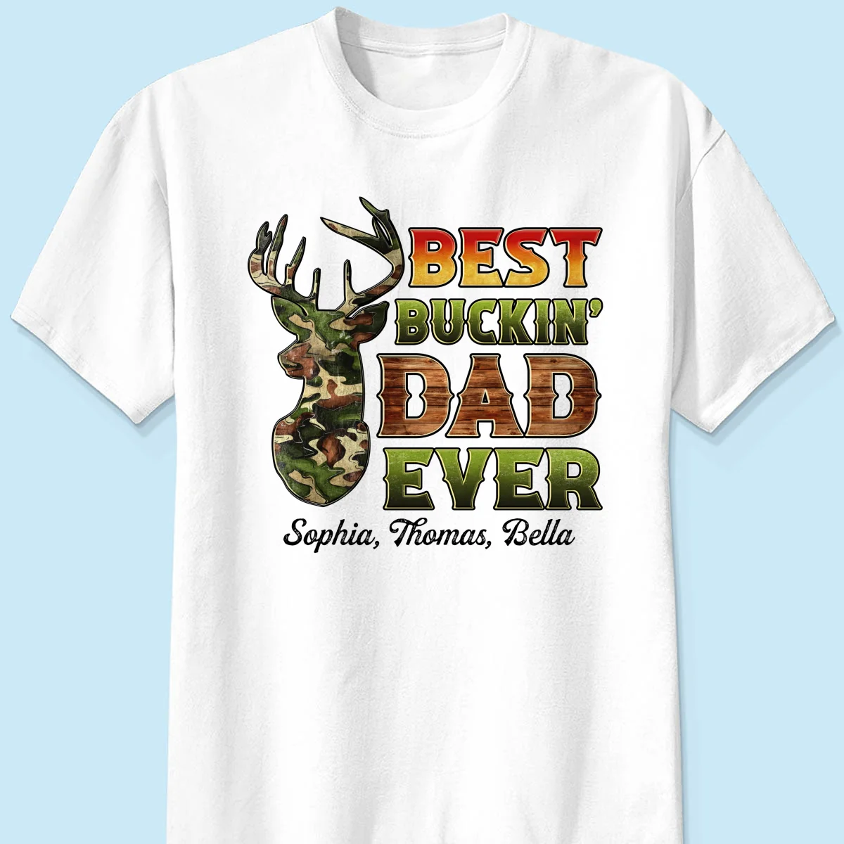 Best Buckin‘ Dad Hunting Camouflage Personalized Shirt - Image 8