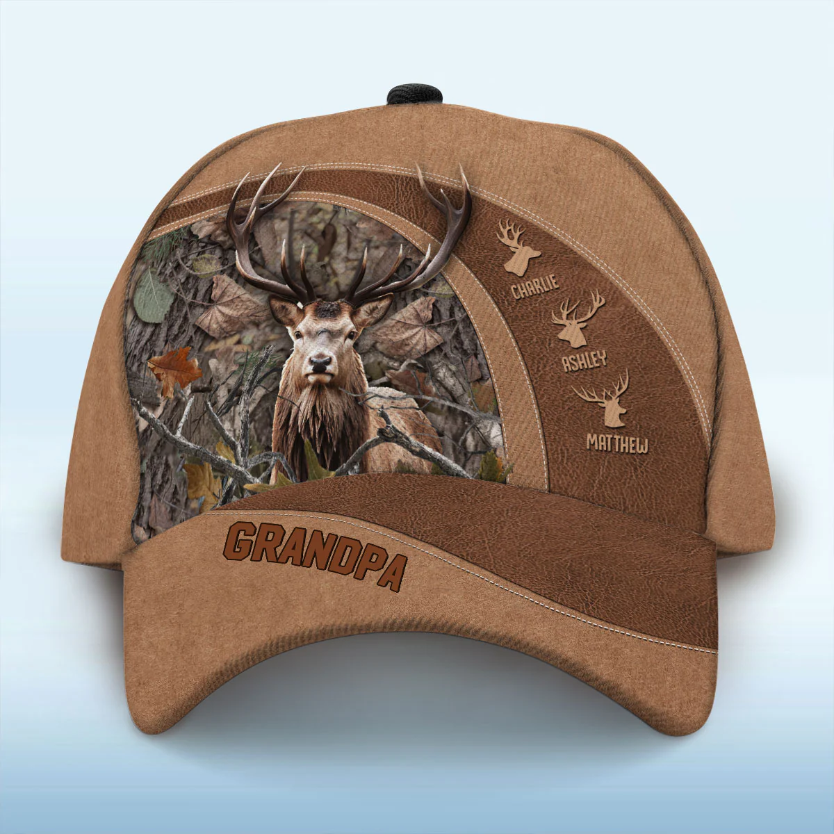 Best Buckin' Dad Papa Grandpa Hunting Personalized Classic Cap - Image 2