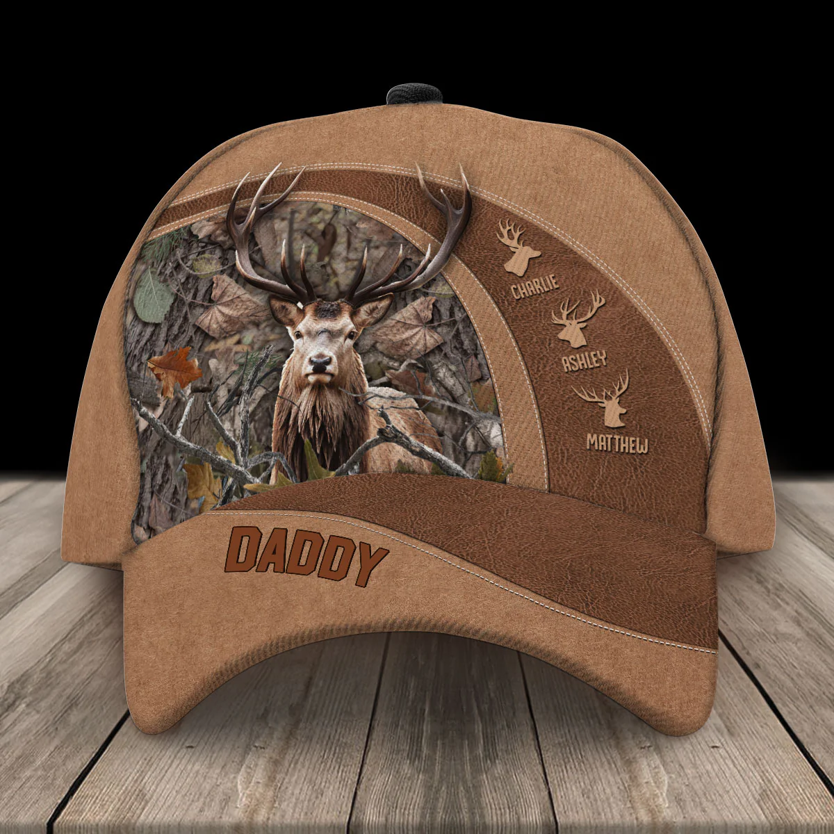 Best Buckin' Dad Papa Grandpa Hunting Personalized Classic Cap - Image 3