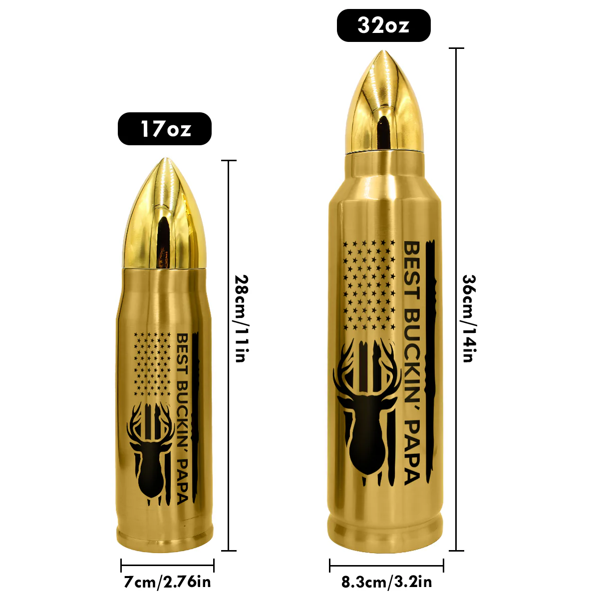 Best Buckin‘ Grandpa Dad Fist Bump Gift For Hunting Lover Personalized Bullet Tumbler - Image 6