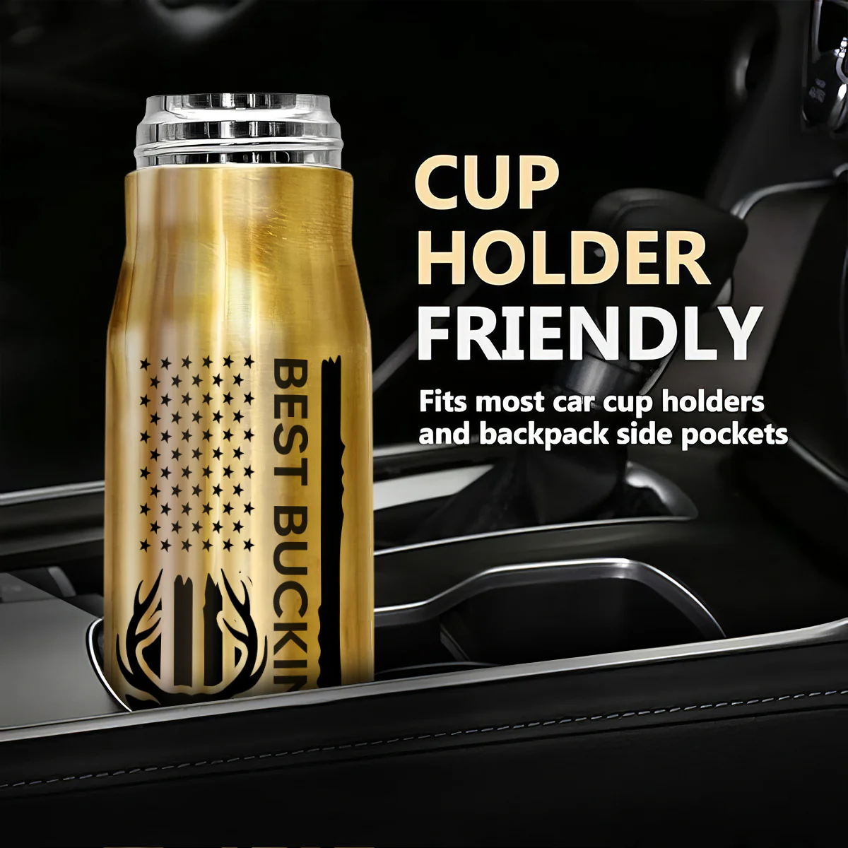 Best Buckin‘ Grandpa Dad Fist Bump Gift For Hunting Lover Personalized Bullet Tumbler - Image 7