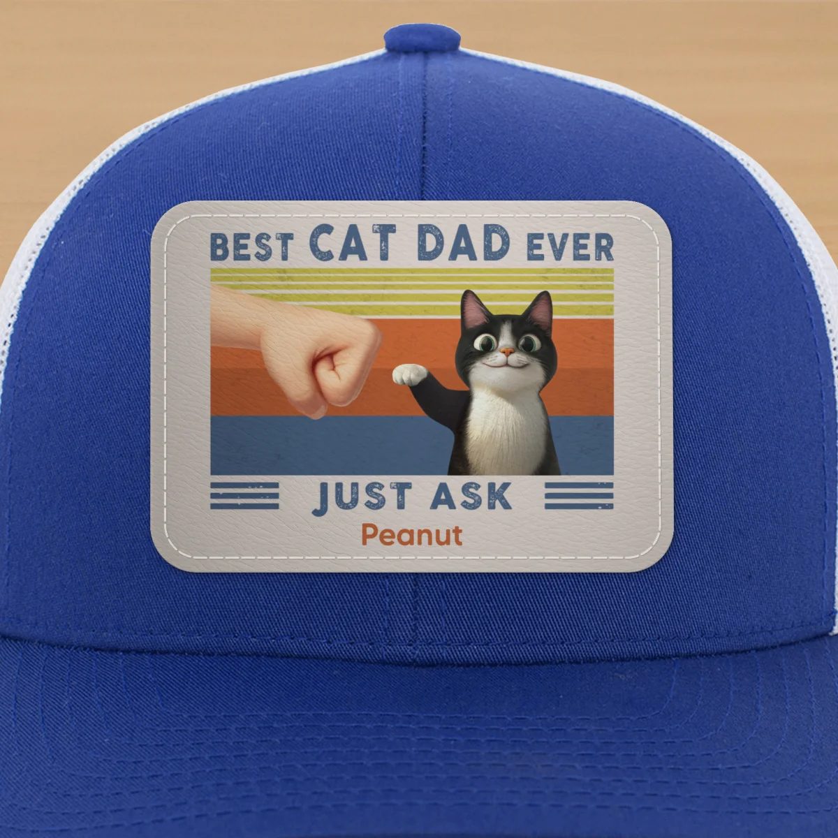 Best Cat Dad Cute Cartoon Cats Personalized Leather Patch Hat, Trucker Hat, Father's Day Gift for Cat Dads - Image 19