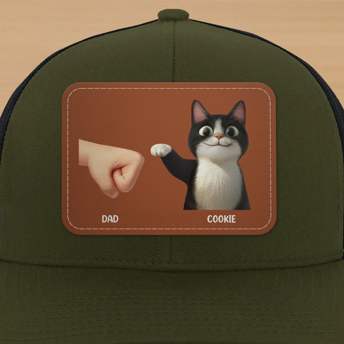 Best Cat Dad Cute Cartoon Cats Personalized Leather Patch Hat, Trucker Hat, Father's Day Gift for Cat Dads - Image 15