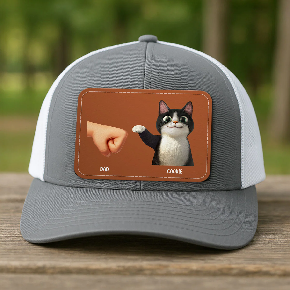Best Cat Dad Cute Cartoon Cats Personalized Leather Patch Hat, Trucker Hat, Father's Day Gift for Cat Dads - Image 4