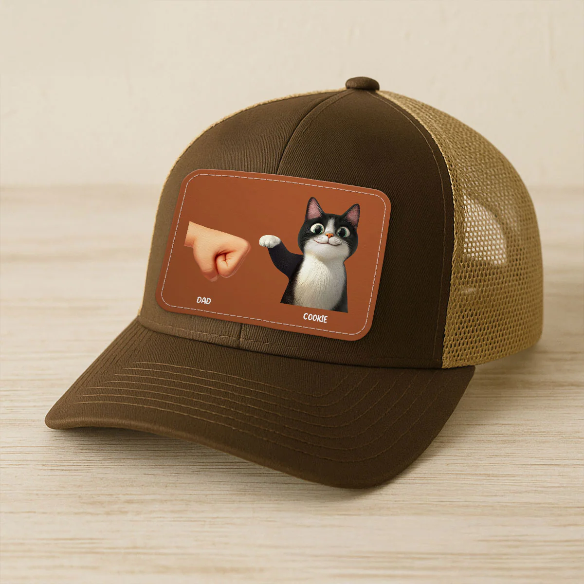 Best Cat Dad Cute Cartoon Cats Personalized Leather Patch Hat, Trucker Hat, Father's Day Gift for Cat Dads - Image 8