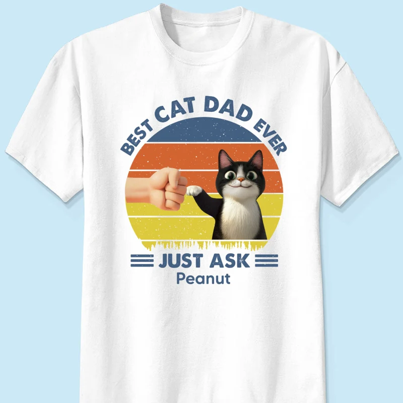Best Cat Dad Cute Cartoon Cats Personalized Shirt, Gift for Cat Dads - Image 8