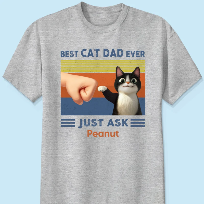 Best Cat Dad Cute Cartoon Funny Cats Personalized Shirt, Gift for Cat Dads - Image 10