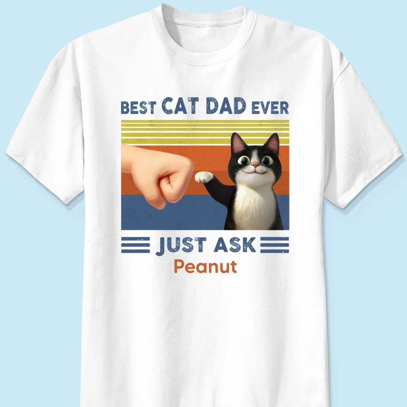 Best Cat Dad Cute Cartoon Funny Cats Personalized Shirt, Gift for Cat Dads - Image 11