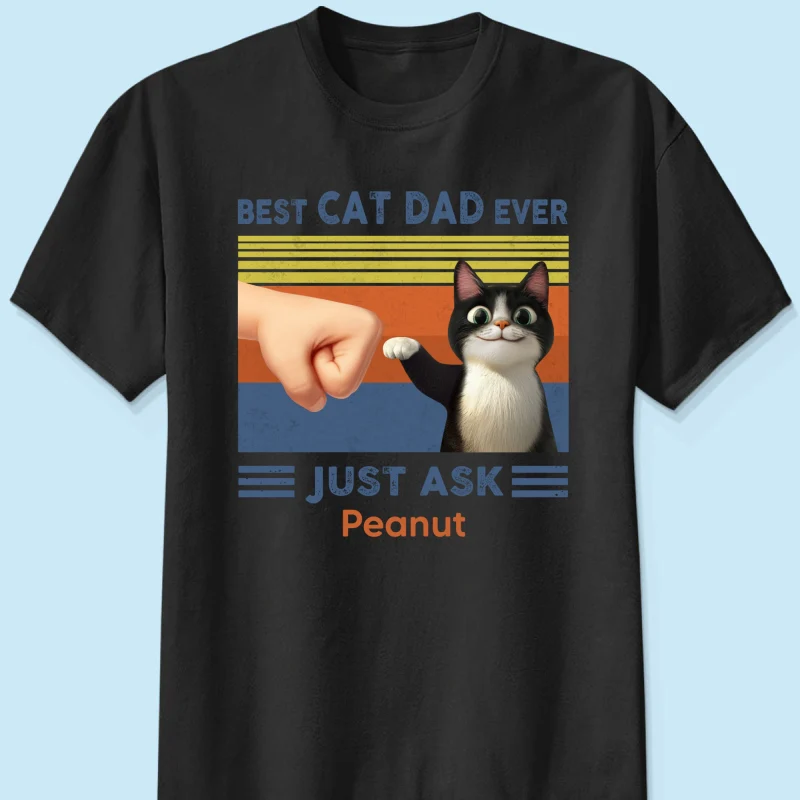 Best Cat Dad Cute Cartoon Funny Cats Personalized Shirt, Gift for Cat Dads - Image 12