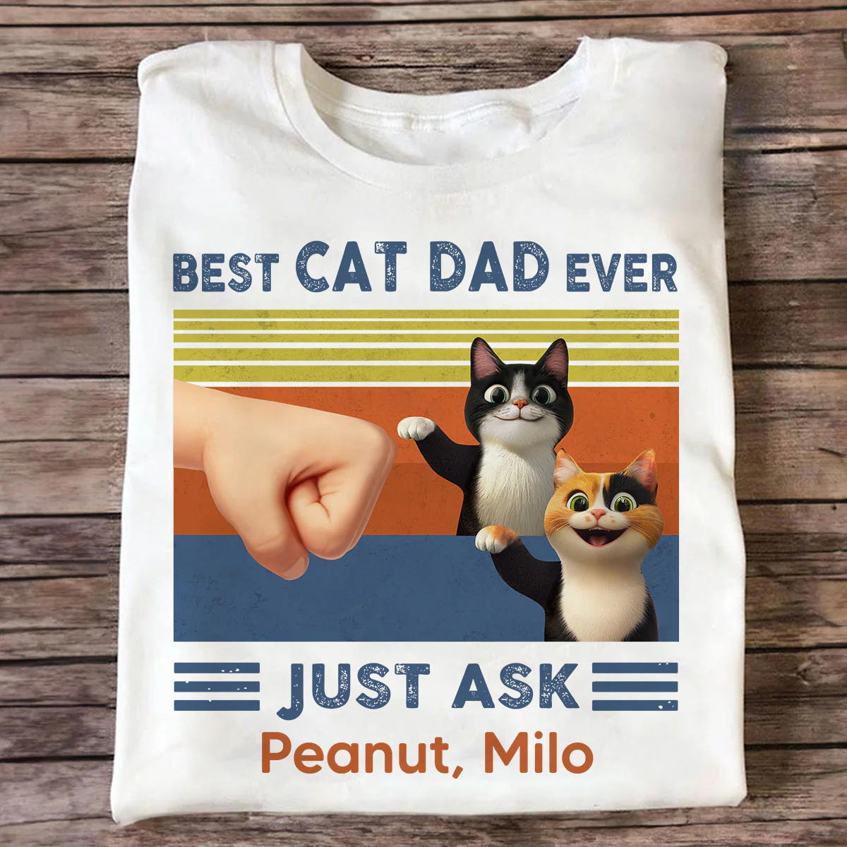 Best Cat Dad Cute Cartoon Funny Cats Personalized Shirt, Gift for Cat Dads - Image 2