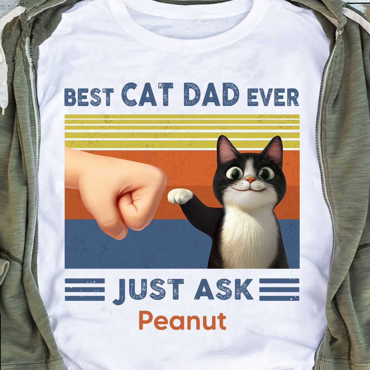 Best Cat Dad Cute Cartoon Funny Cats Personalized Shirt, Gift for Cat Dads - Image 3
