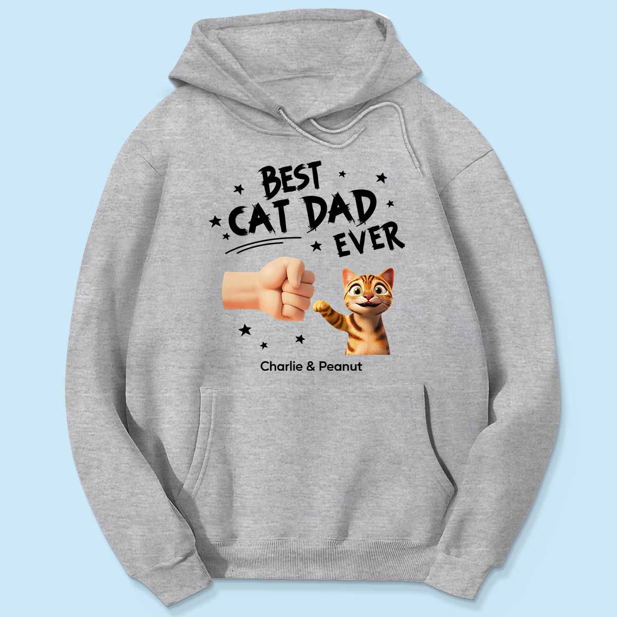 Best Cat Dad Ever Custom Cat Fist Bump Personalized Shirt, Gift for Cat Dads - Image 5
