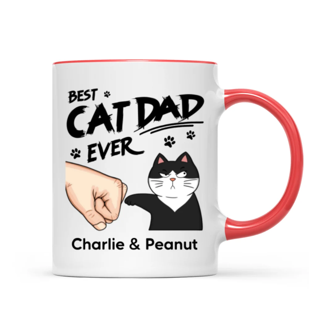 Best Cat Dad Ever Fist Bump Funny Cute Cats Personalized Mug - Image 11