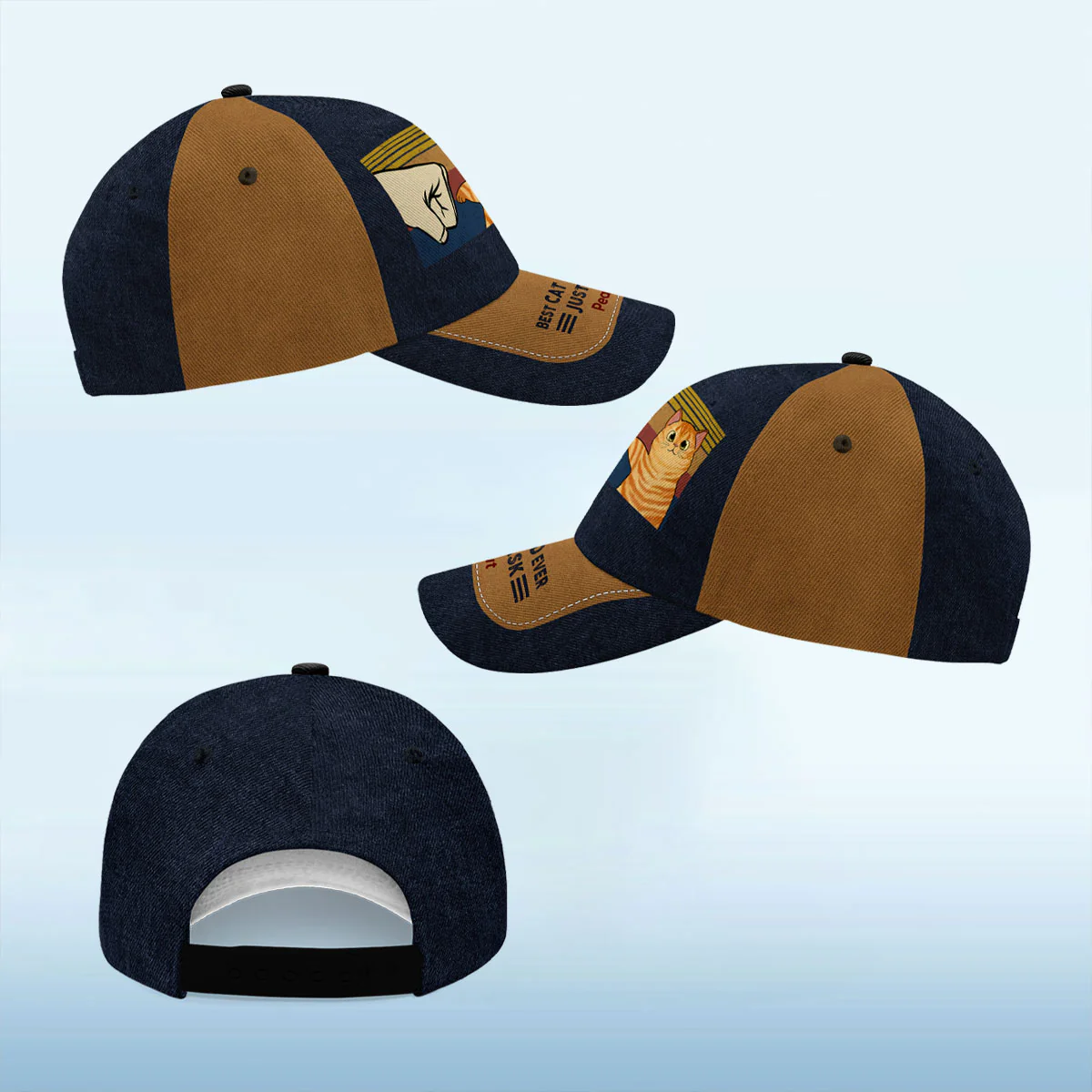 Best Cat Dad Ever Fluffy Cat Personalized Classic Cap, Gift For Cat Dad, Gift For Him - Image 4