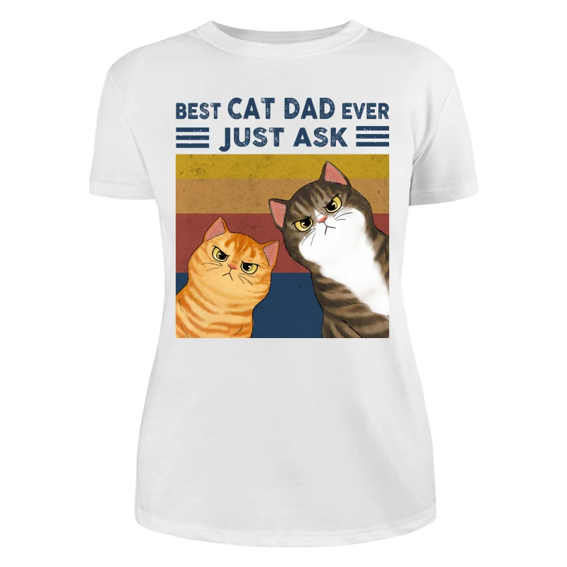 Best Cat Dad Ever Funny Peeking Cats Personalized Shirt - Image 9