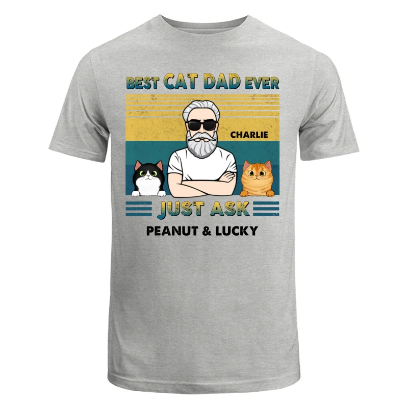 Best Cat Dad Ever Green Yellow Retro Personalized Shirt - Image 6