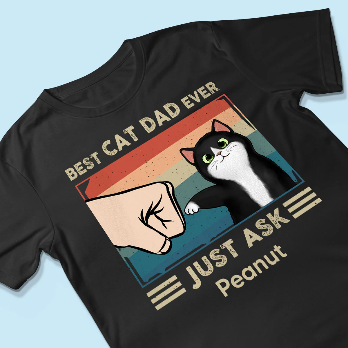 Best Cat Dad Ever Just Ask Fluffy Cats Retro Personalized Shirt - Image 3