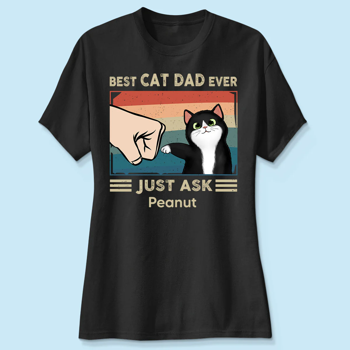Best Cat Dad Ever Just Ask Fluffy Cats Retro Personalized Shirt - Image 4