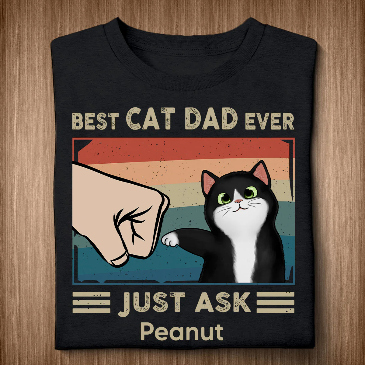 Best Cat Dad Ever Just Ask Fluffy Cats Retro Personalized Shirt - Image 7