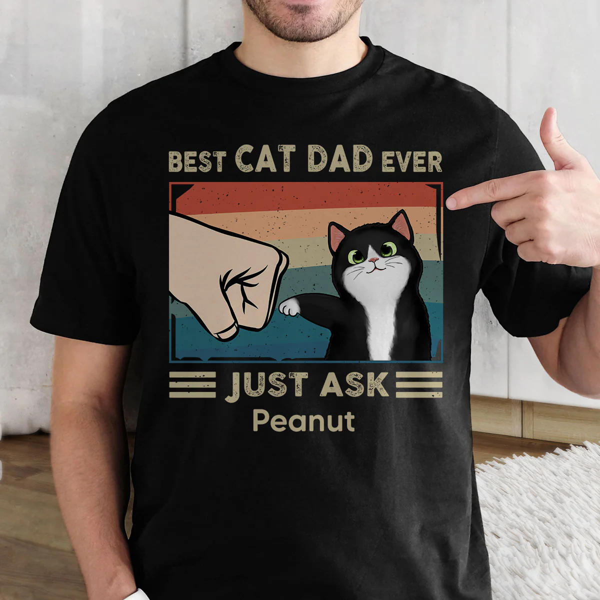 Best Cat Dad Ever Just Ask Fluffy Cats Retro Personalized Shirt - Image 8