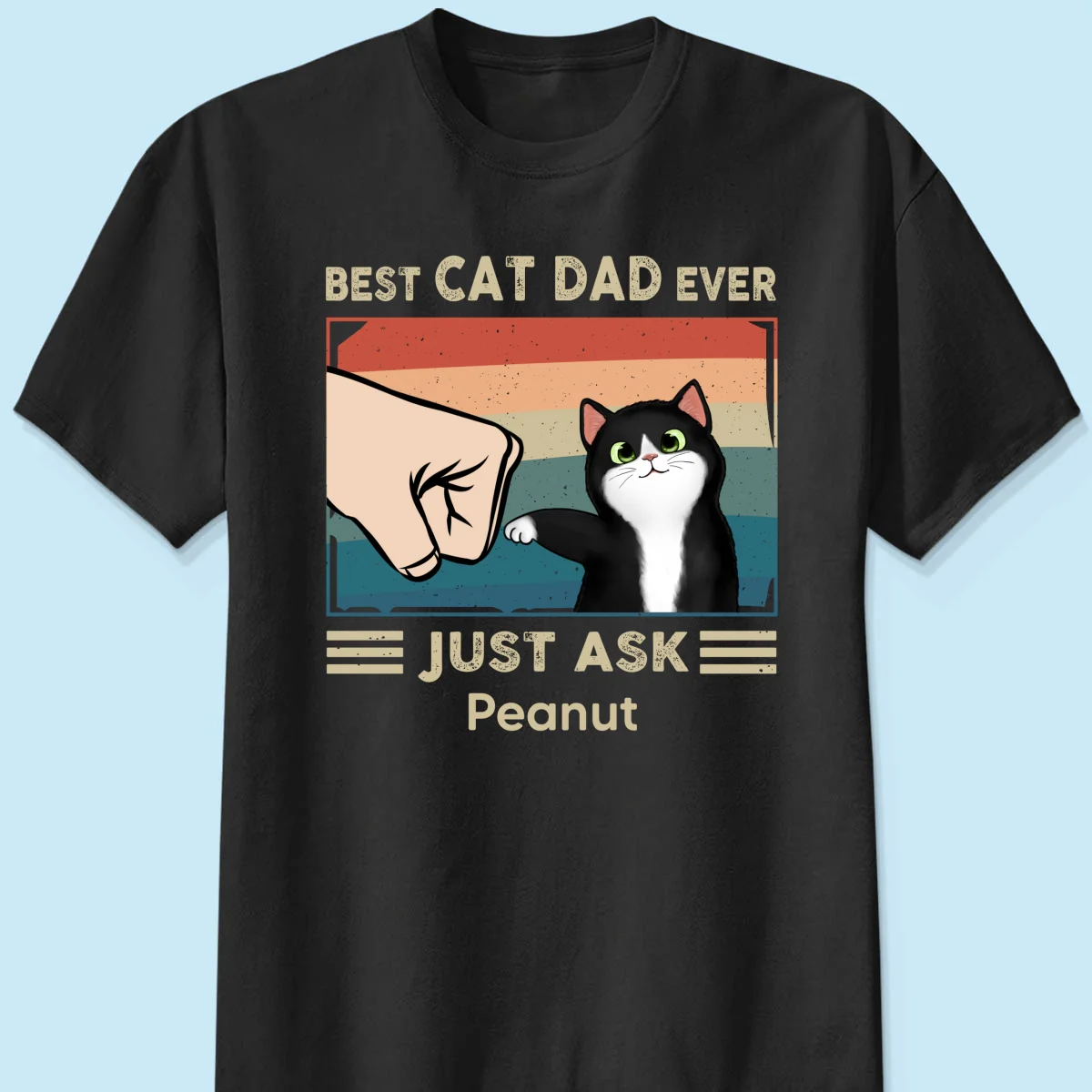 Best Cat Dad Ever Just Ask Fluffy Cats Retro Personalized Shirt - Image 9