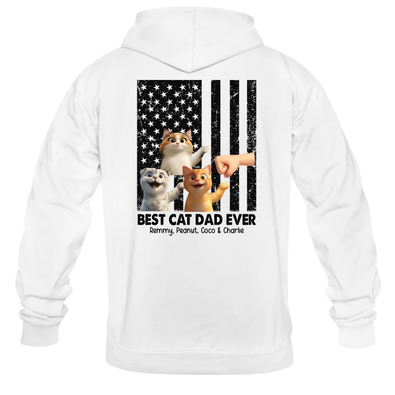 Best Cat Dad Ever Nation Flag Cute Cartoon Cat Personalized Shirt, Father's Day Gift for Cat Dads, Gift for Husband - Image 10