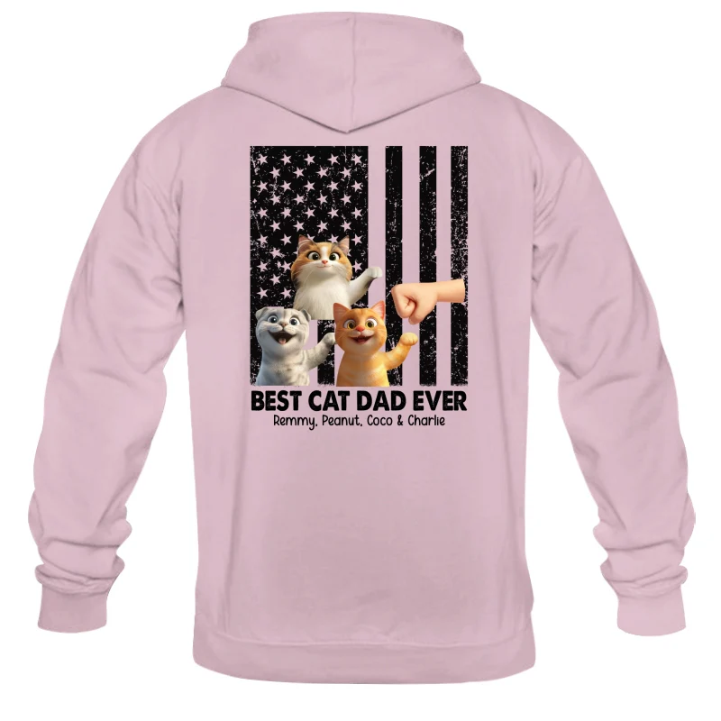 Best Cat Dad Ever Nation Flag Cute Cartoon Cat Personalized Shirt, Father's Day Gift for Cat Dads, Gift for Husband - Image 12