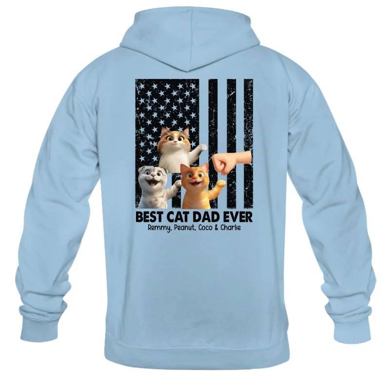 Best Cat Dad Ever Nation Flag Cute Cartoon Cat Personalized Shirt, Father's Day Gift for Cat Dads, Gift for Husband - Image 13