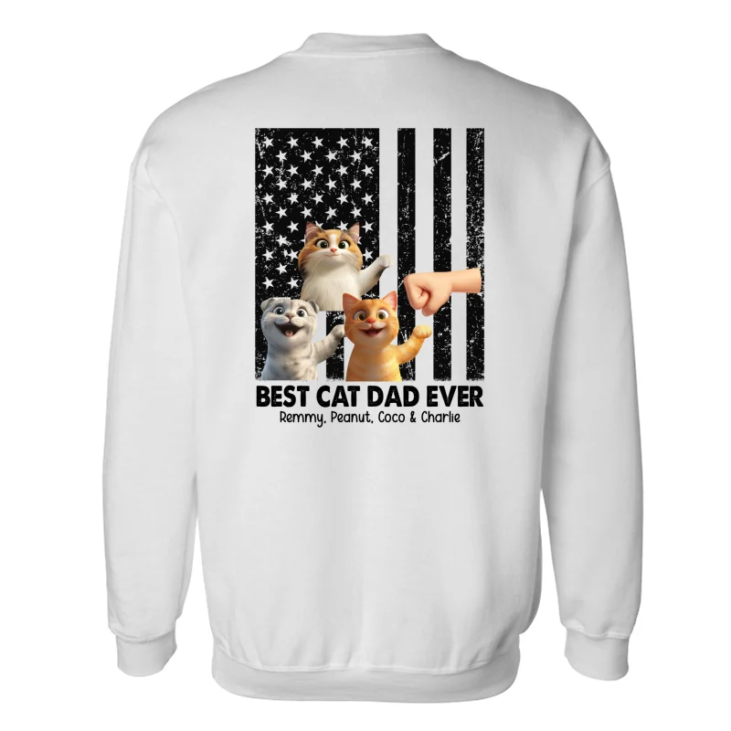 Best Cat Dad Ever Nation Flag Cute Cartoon Cat Personalized Shirt, Father's Day Gift for Cat Dads, Gift for Husband - Image 14