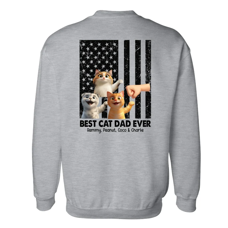 Best Cat Dad Ever Nation Flag Cute Cartoon Cat Personalized Shirt, Father's Day Gift for Cat Dads, Gift for Husband - Image 15