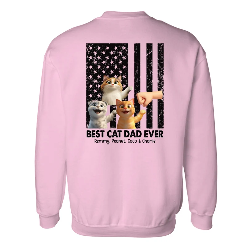 Best Cat Dad Ever Nation Flag Cute Cartoon Cat Personalized Shirt, Father's Day Gift for Cat Dads, Gift for Husband - Image 16