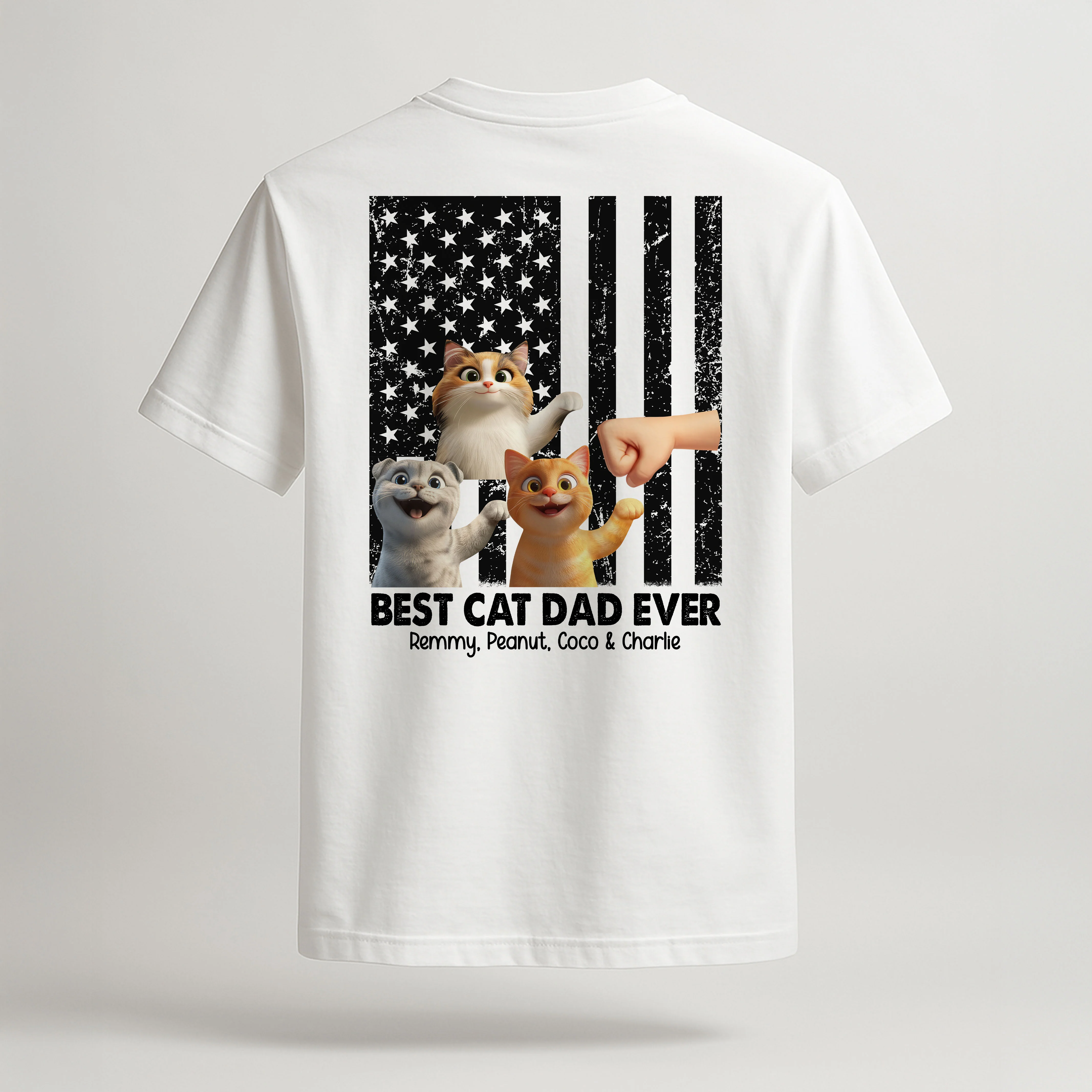 Best Cat Dad Ever Nation Flag Cute Cartoon Cat Personalized Shirt, Father's Day Gift for Cat Dads, Gift for Husband - Image 4