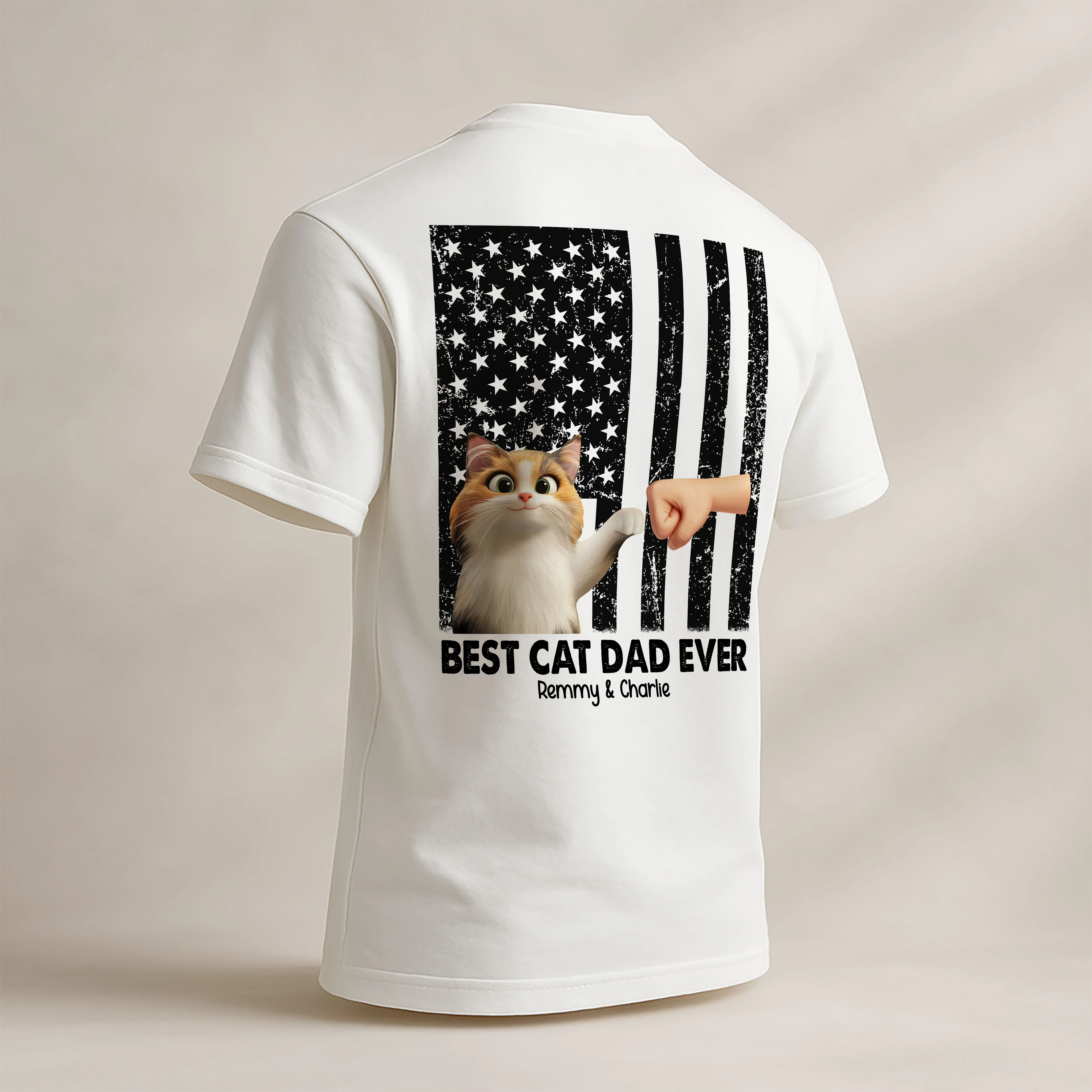 Best Cat Dad Ever Nation Flag Cute Cartoon Cat Personalized Shirt, Father's Day Gift for Cat Dads, Gift for Husband - Image 5