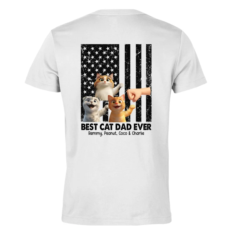 Best Cat Dad Ever Nation Flag Cute Cartoon Cat Personalized Shirt, Father's Day Gift for Cat Dads, Gift for Husband - Image 6
