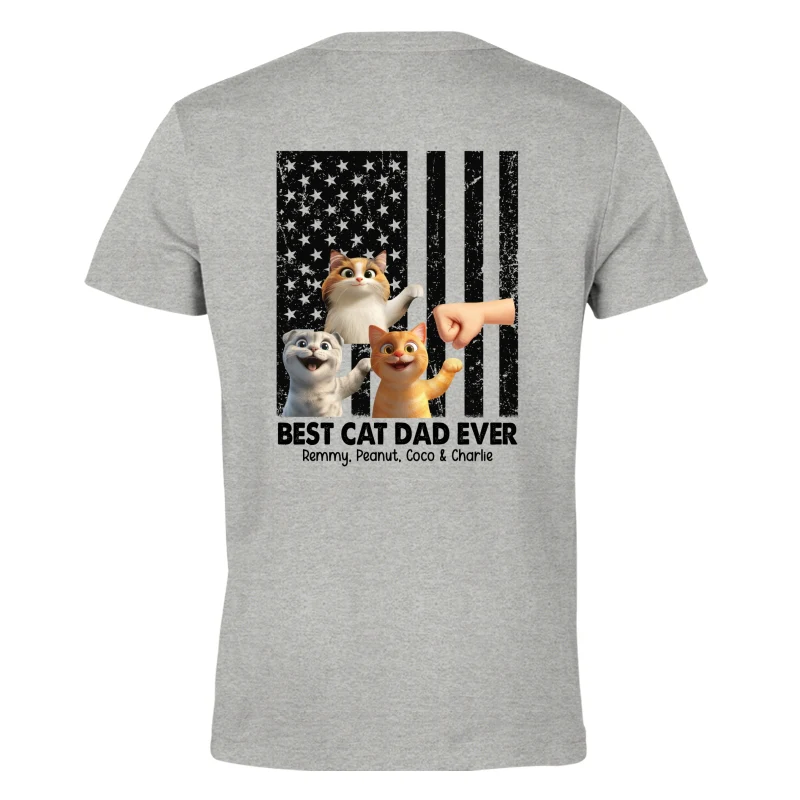 Best Cat Dad Ever Nation Flag Cute Cartoon Cat Personalized Shirt, Father's Day Gift for Cat Dads, Gift for Husband - Image 7