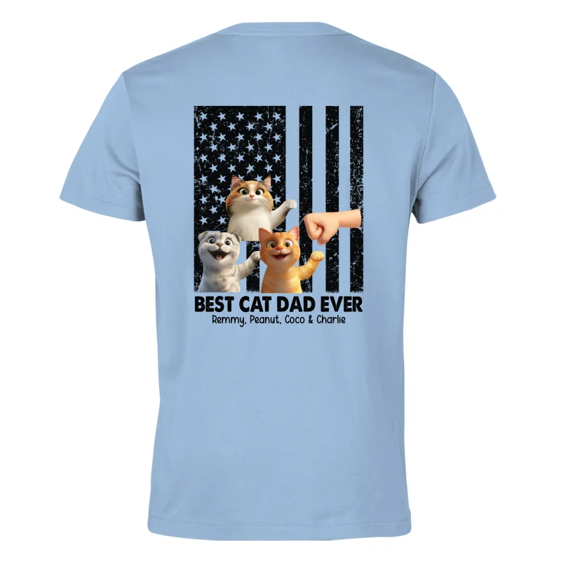 Best Cat Dad Ever Nation Flag Cute Cartoon Cat Personalized Shirt, Father's Day Gift for Cat Dads, Gift for Husband - Image 9