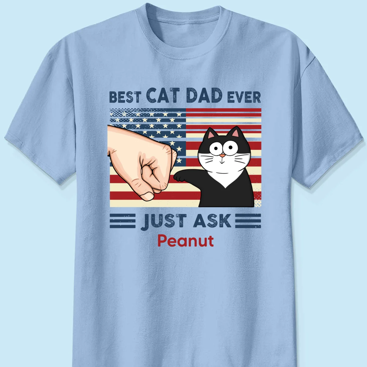 Best Cat Dad Ever Nation Flag Fist Bump Funny Cute Cats Personalized Shirt - Image 10