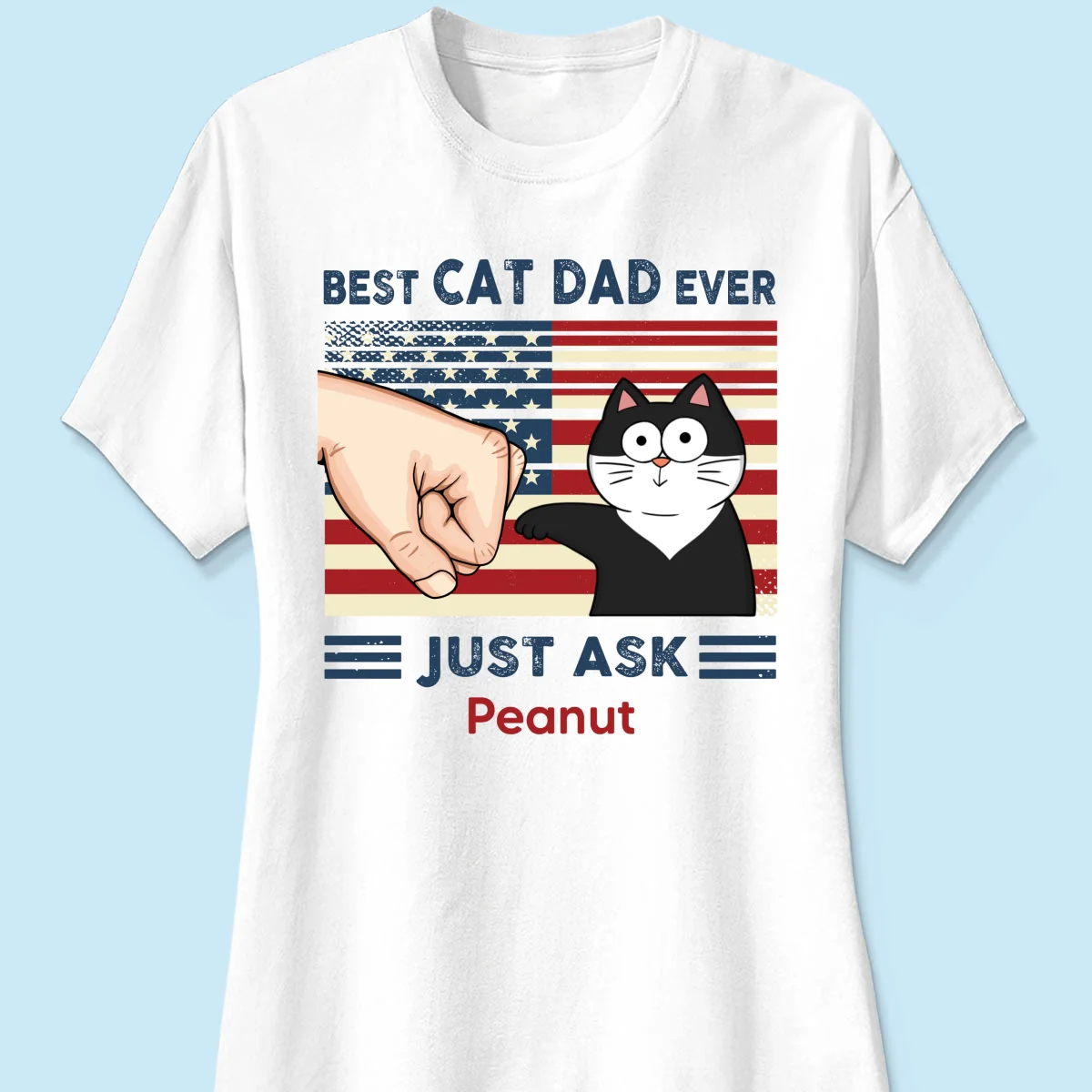Best Cat Dad Ever Nation Flag Fist Bump Funny Cute Cats Personalized Shirt - Image 12