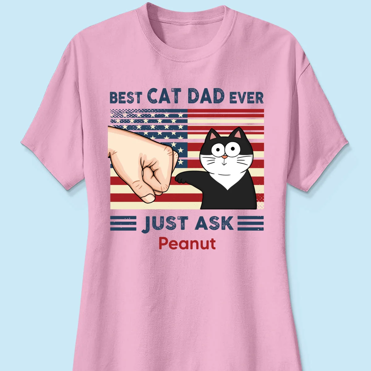 Best Cat Dad Ever Nation Flag Fist Bump Funny Cute Cats Personalized Shirt - Image 13