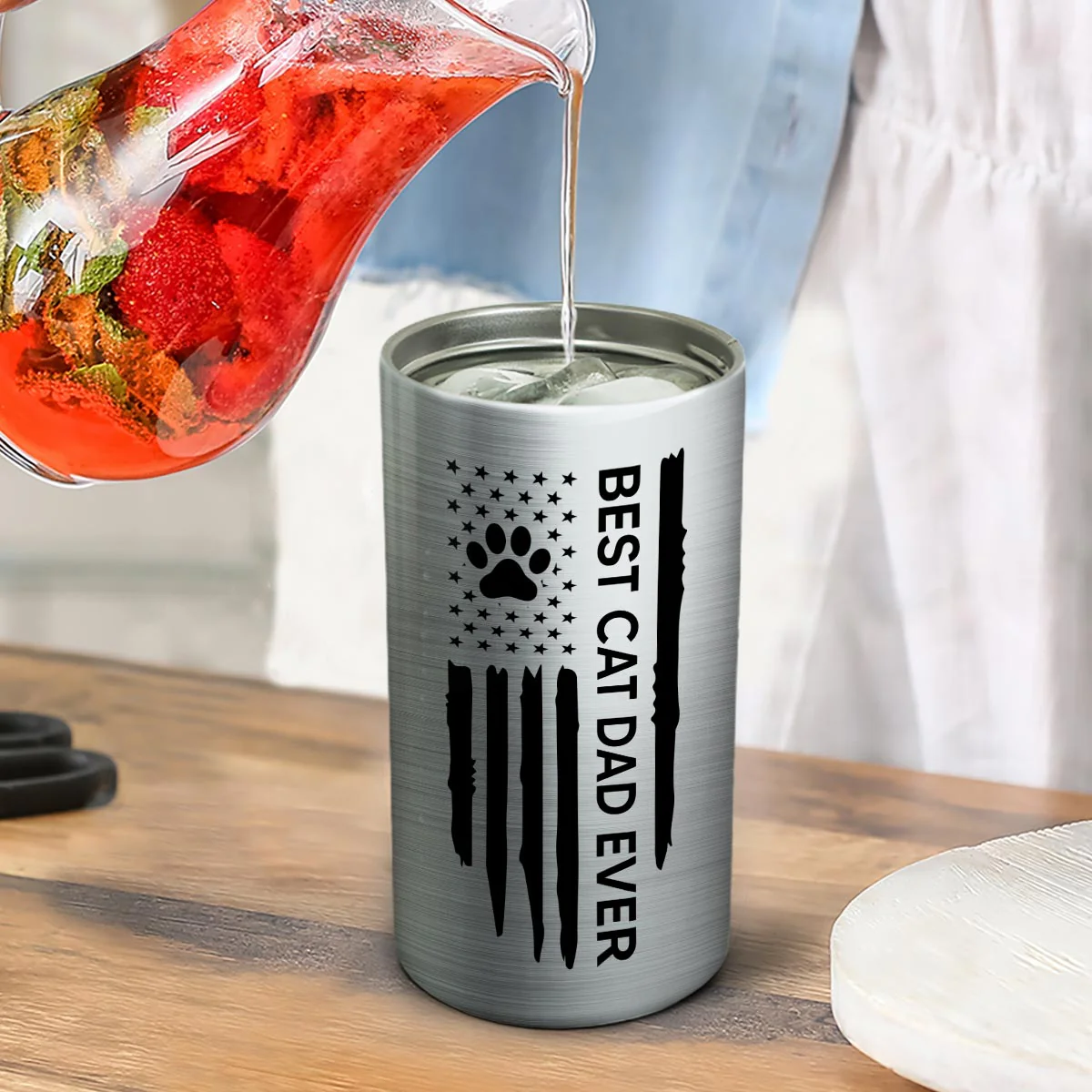 Best Cat Dad Ever Nation Flag Funny Cute Cats Personalized 4 In 1 Can Cooler - Image 6