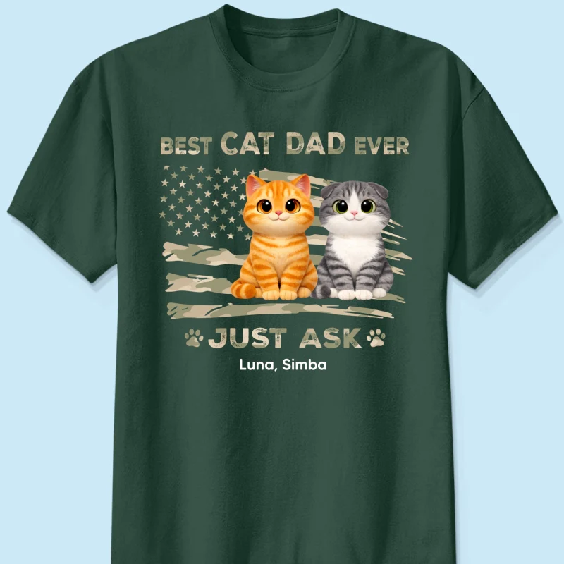 Best Cat Dad Ever Nation Flag Theme Cute Cats - Personalized Shirt - Father's Day Gift For Cat Dad, Patriotic 4th Of July Gift, USA 250th Anniversary - Image 14