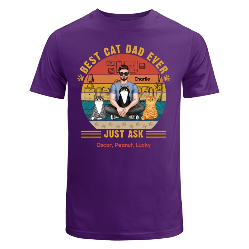 Best Cat Dad Ever Real Man Sitting With Fluffy Cats Personalized Shirt - Image 8