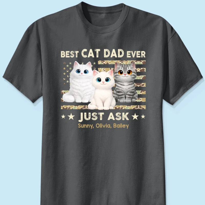 Best Cat Dad Ever Trendy Camouflage Pattern Nation Flag - Personalized Shirt - Father's Day Gift For Cat Dad, Cat Lovers - Image 15