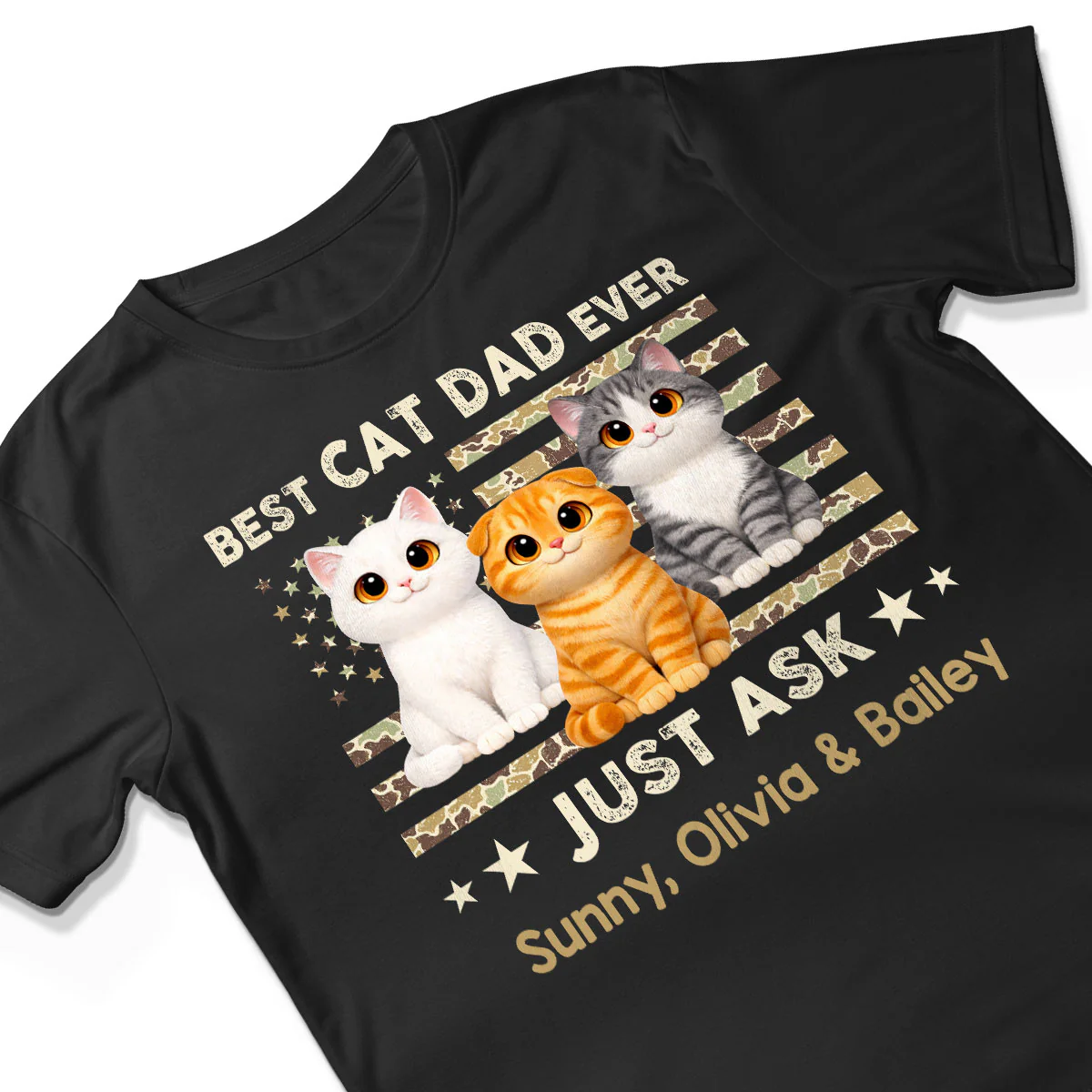 Best Cat Dad Ever Trendy Camouflage Pattern Nation Flag - Personalized Shirt - Father's Day Gift For Cat Dad, Cat Lovers - Image 9