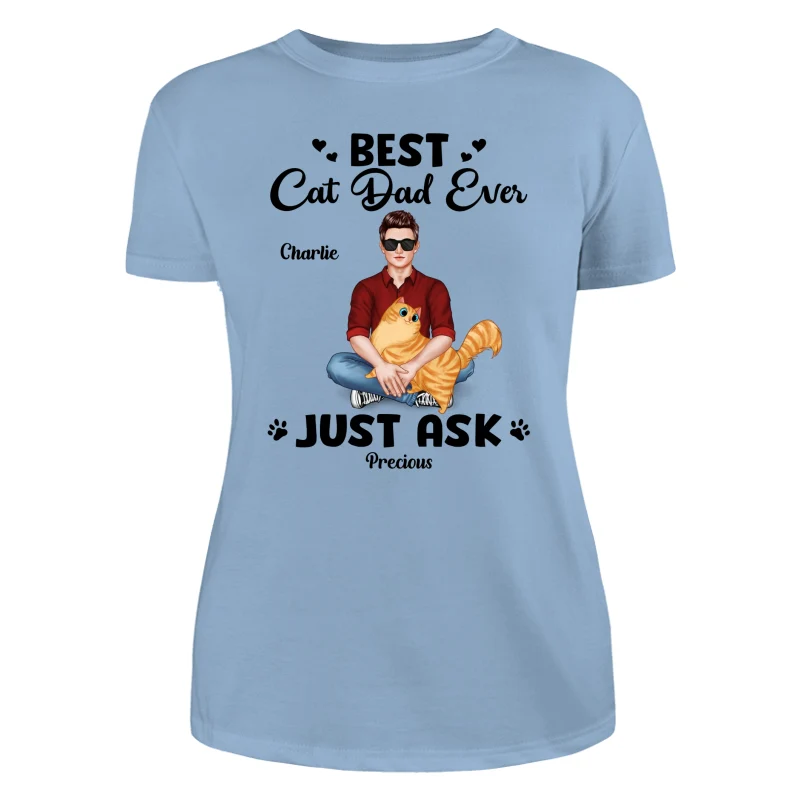 Best Cat Dad Man Sitting With Cat Personalized Shirt - Image 12
