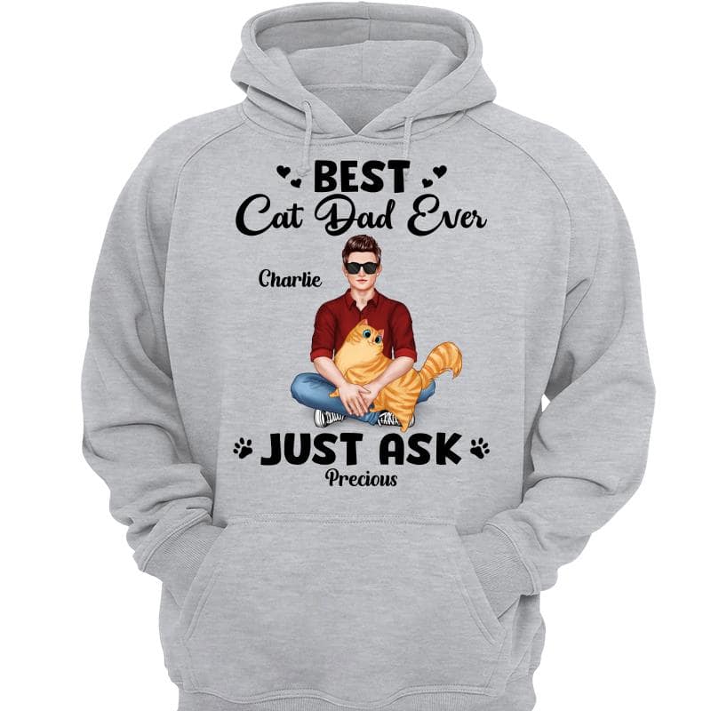 Best Cat Dad Man Sitting With Cat Personalized Shirt - Image 3