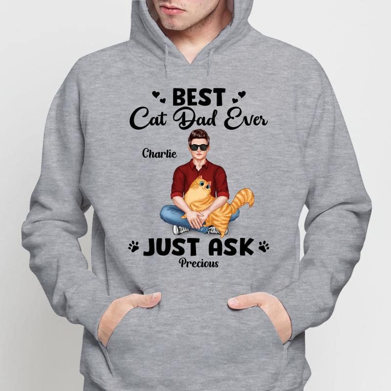 Best Cat Dad Man Sitting With Cat Personalized Shirt - Image 4