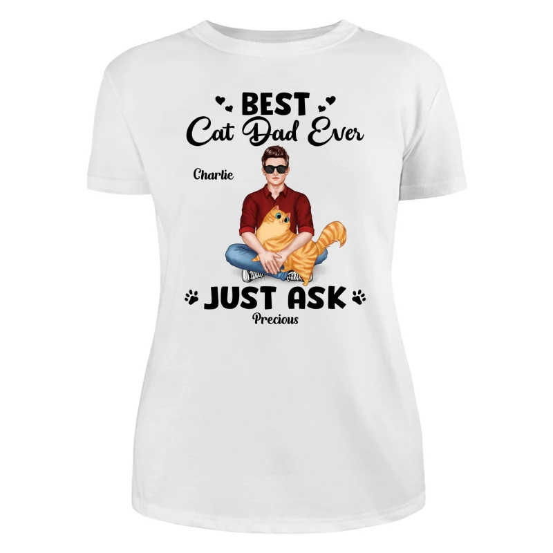 Best Cat Dad Man Sitting With Cat Personalized Shirt - Image 9