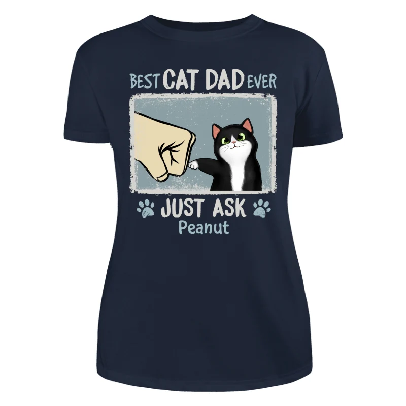 Best Cat Dad Mom Ever Drizzle Color Frame Fluffy Cat Personalized Shirt - Image 10